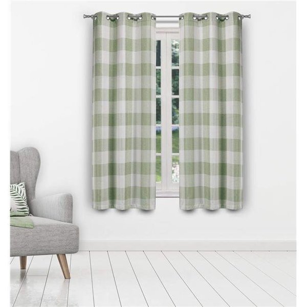 Blackout 365 Blackout 365 AARO 16142D-12 37 x 63 in. Aaron Buffalo Check Window Curtain Set; Sage Green AARO 16142D=12